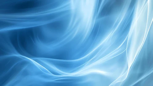 Soft Blue Abstract Waves Digital Art with Flowing Light Effect.