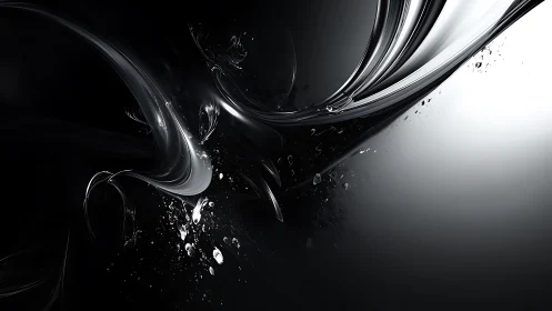 Gentle silver currents swirling through a quiet dark sky.