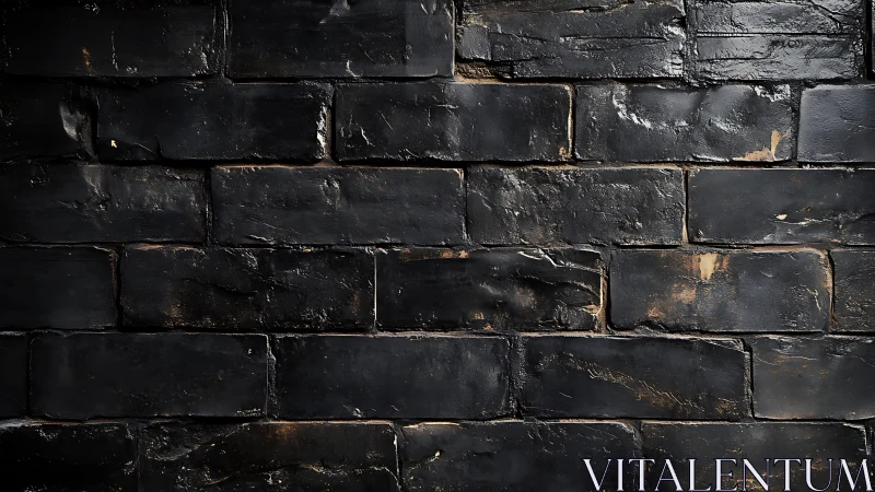 Charred black brick wall with rough textured surface.