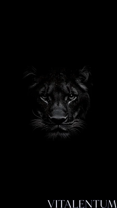 Intense Tiger Portrait Against Black. Striking Wildlife Study.