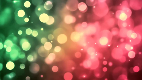 Glowing green and pink bokeh lights in a cozy soft blur.