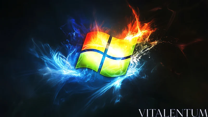 Windows Logo Explodes Through Neon Tempest.
