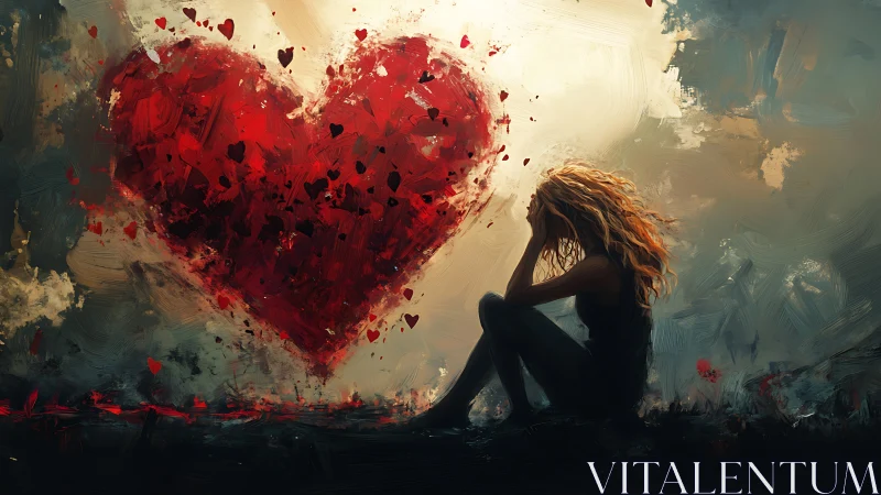 Expressive digital painting of heartbreak and emotional isolation.