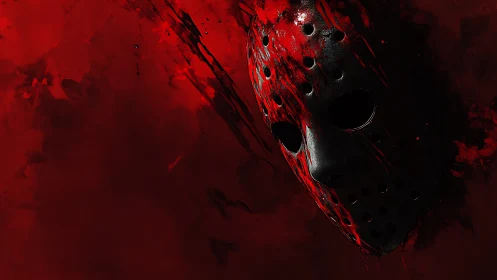 Forensic study of perforated hockey mask in sanguine void.