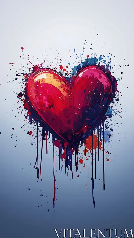 Vibrant Splatter Heart with Dynamic Color Burst.