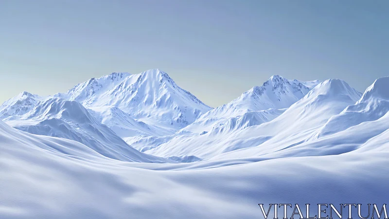 Snow-covered mountain range extends under clear sky