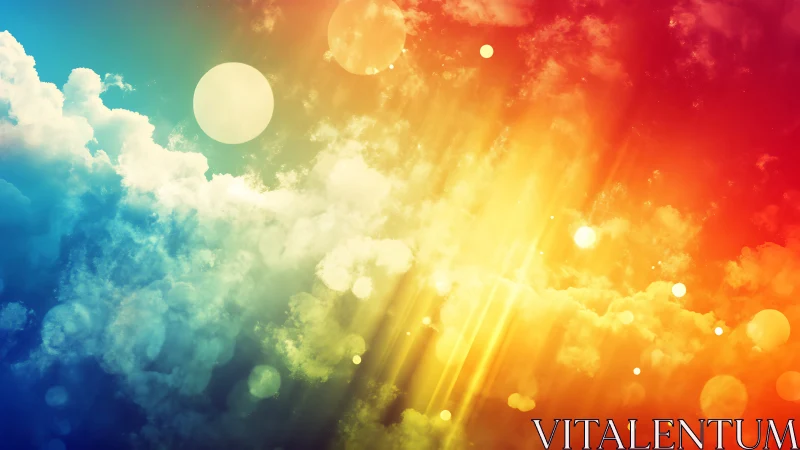 Radiant color clouds blend with glowing light orbs