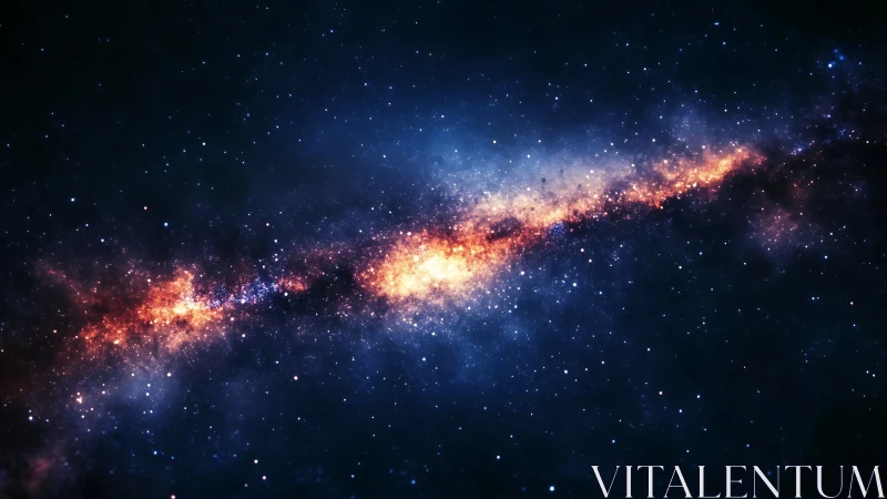 Bright galactic band with dense stars across dark space.