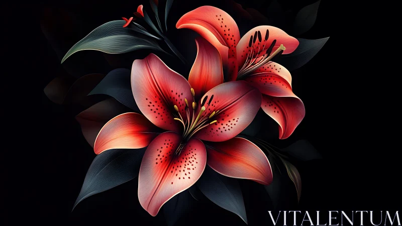 Digitally Rendered Tri-Petal Lily with Layered Volumetric Lighting and High-Resolution Texture Detai