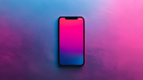 Smartphone with gradient display against vibrant background.
