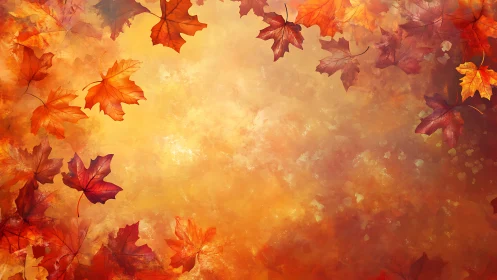 Autumn maple leaves drift across radiant bokeh field