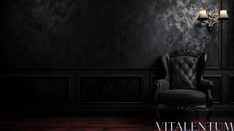 Velvet shadows and a quietly waiting black leather throne.