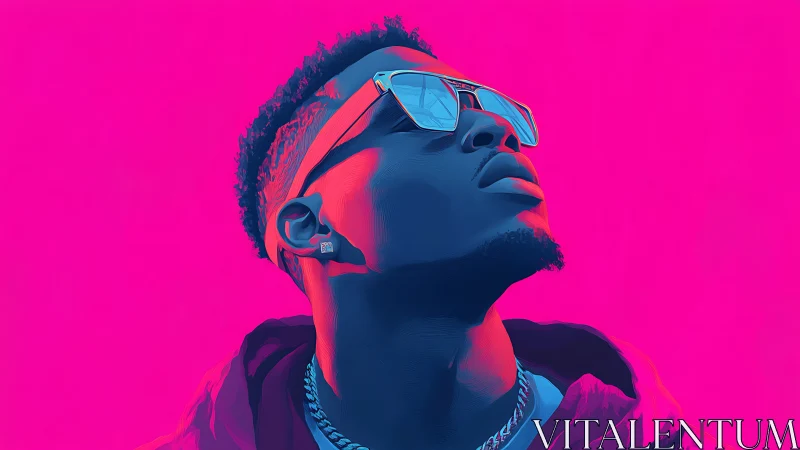 Neon portrait captures bold urban style in electric hues.