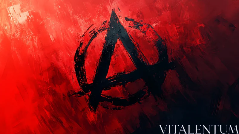Grunge anarchy emblem on textured crimson digital field.