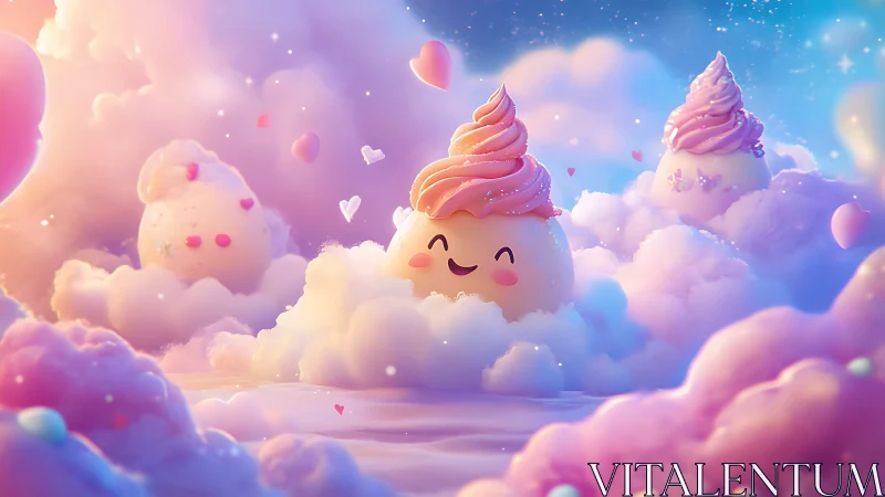 Whimsical Ice Cream Dreams in Fluffy Cloud Paradise.