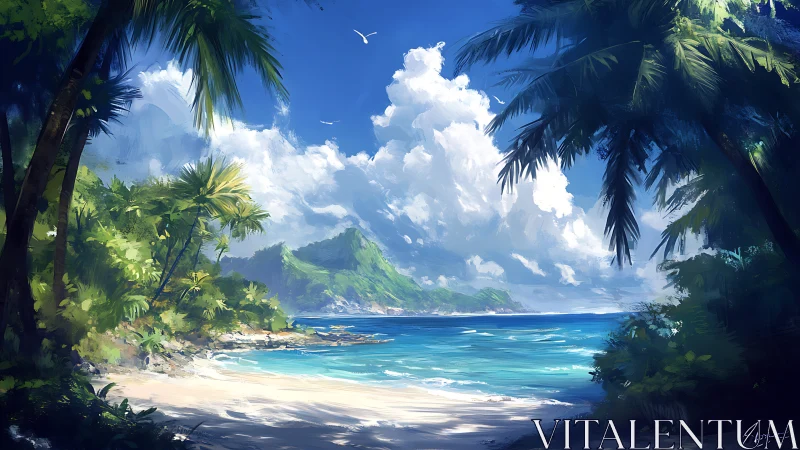 Paradise Through Palm Fronds.