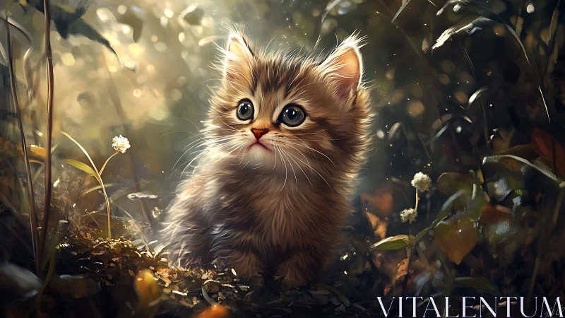 Luminous Kitten Portrait: Soft-Focus Digital Painting Rendering.