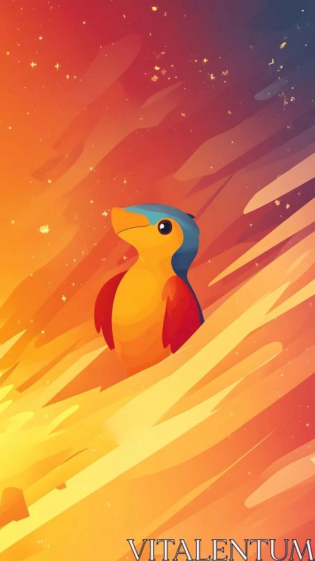 Stylized fire creature in abstract orange and magenta inferno