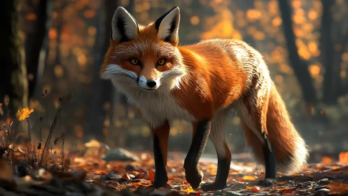 Foxfire curiosity strolls through a softly burning forest