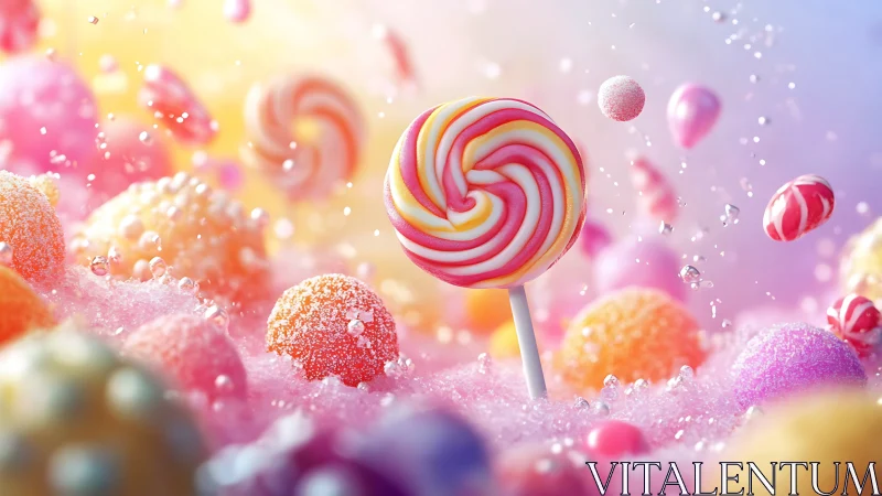 Whimsical Candy Wonderland with Vibrant Lollipop.