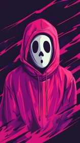 Neon ghost in a hoodie drifts through glitchy midnight waves