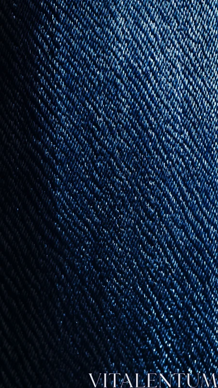 Macro denim weave captures deep indigo diagonal texture