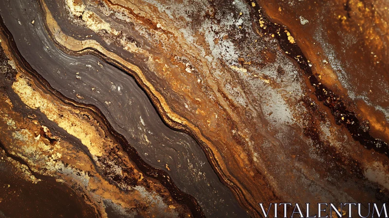 Abstract marbled pattern with gold and brown earthy tones.