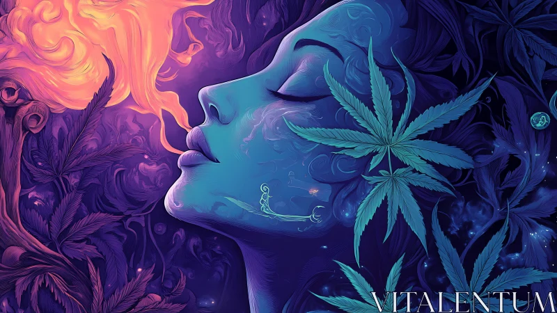 Dreaming Ember Muse Exhaling Neon Smoke into Midnight Flora.