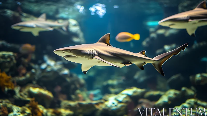 Silver reef shark glides like a quiet arrow through neon reefs