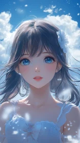 Aerial-lit anime portrait with volumetric sky scattering.