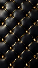 Black leather upholstery with polished gold button grid