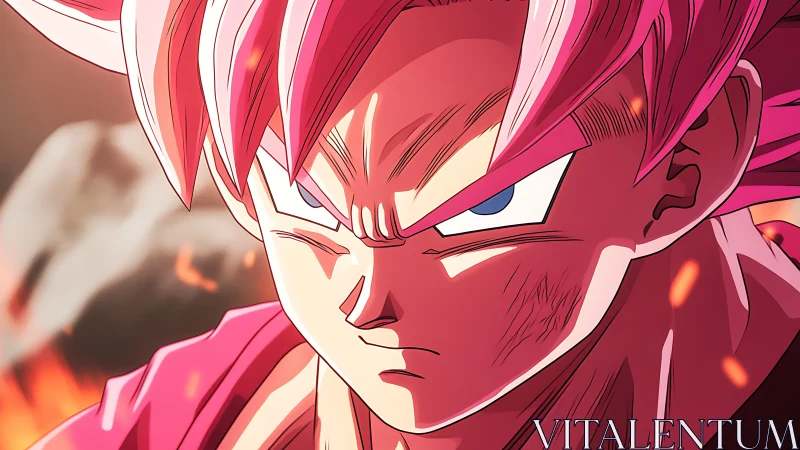 Intense cel-shaded warrior close-up amid dynamic embers.