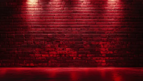 Red brick wall under dramatic studio spotlights. Period.