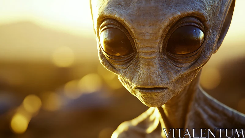High-detail alien portrait rendered in warm cinematic backlight