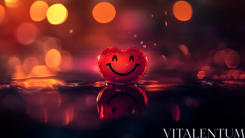 Glowing Heart Smiles in Neon Bokeh Light.