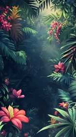 Lush tropical jungle corridor renders vibrant floral depth