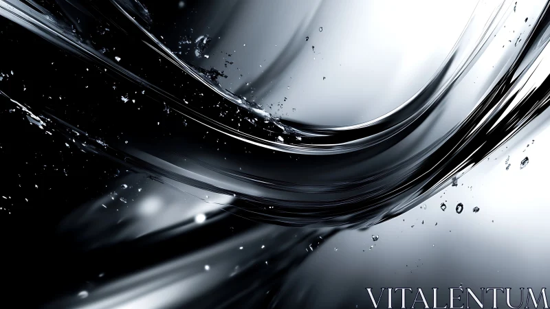 Liquid silver currents in graceful abstract motion.