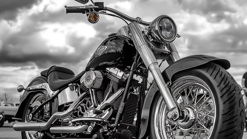 Chrome storm rider under brewing thunderhead skies.