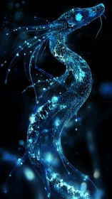 Luminous starlit dragon drifting through a midnight tide.