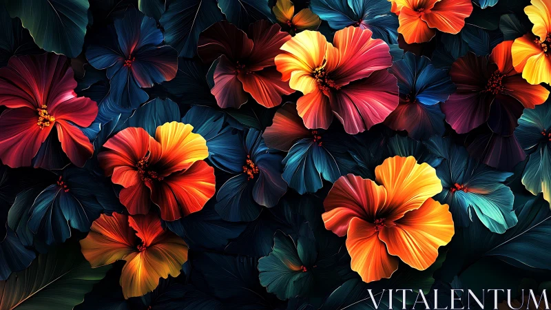 Luminous Petals: Radiant Flowers Against Darkness.