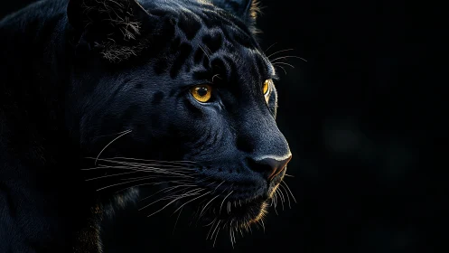 The Golden-Eyed Panther: A Portrait in Shadow.