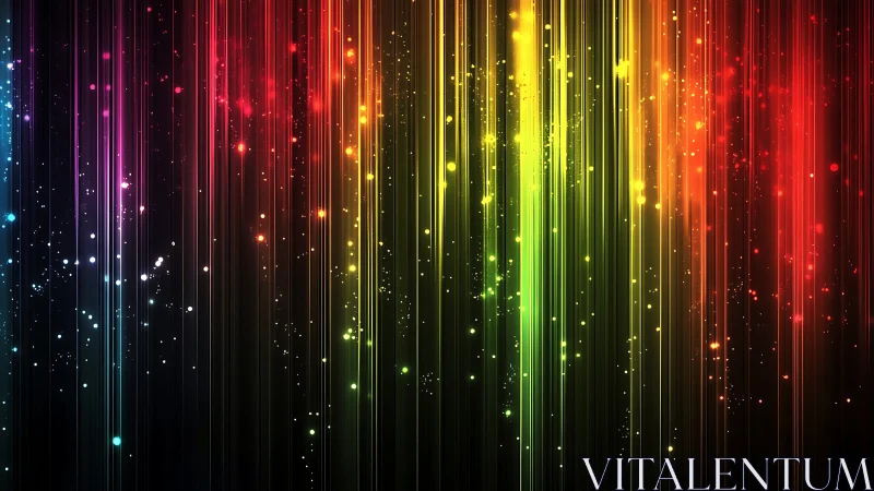 Prismatic lightfall streams across a neon-sparked nightscape.