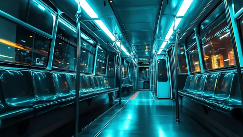 Neon-soaked empty metro humming toward tomorrow’s silence.