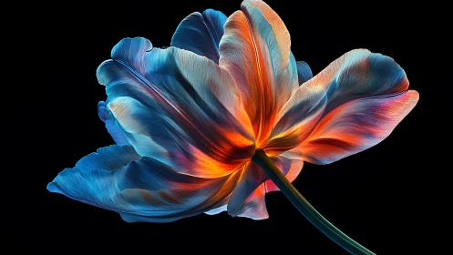 Radiant Bloom: Luminescent Petals Dancing in Electric Fire.