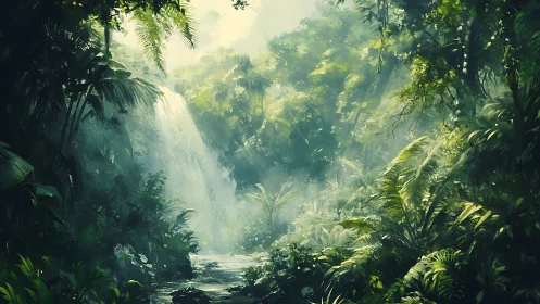 Luminous Jungle Sanctuary: Where Verdant Wilderness Breathes Golden.