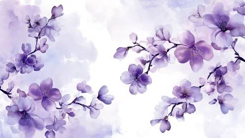 Delicate Purple Blossoms Dance Through Ethereal Lavender Mist