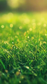 Morning grass blades whisper under soft golden bokeh light
