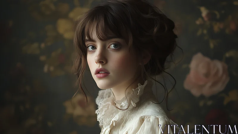 Victorian-inspired digital portrait with soft chiaroscuro lighting