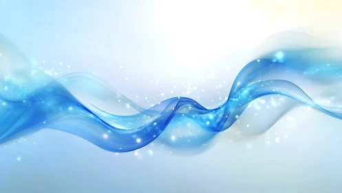 Blue energy wave ribbons over soft white gradient background.