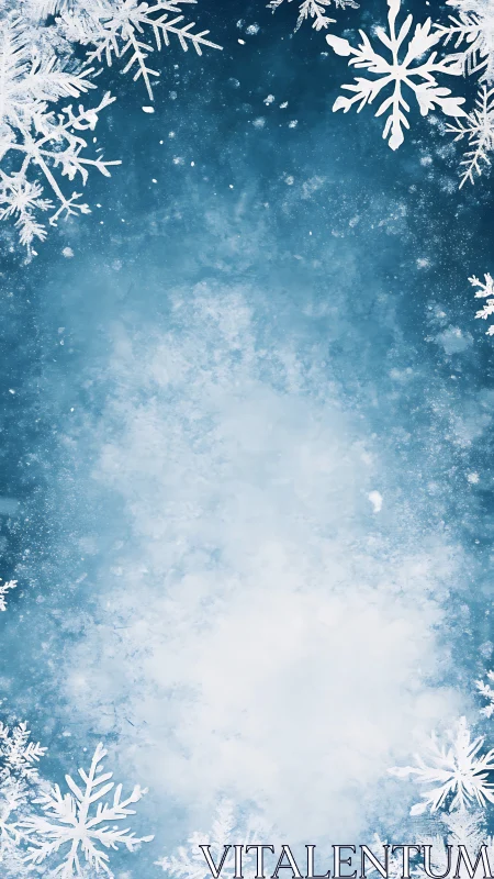 Frostlit Snowflake Frame Around a Winter Daydream Void.